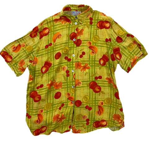 Vintage Orange Yellow Summer Shirt 90s - XL