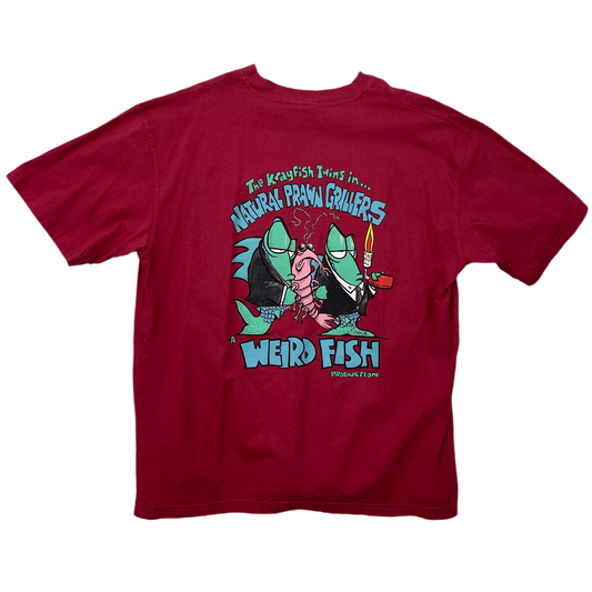 Vintage Red Weird Fish T-Shirt - XL