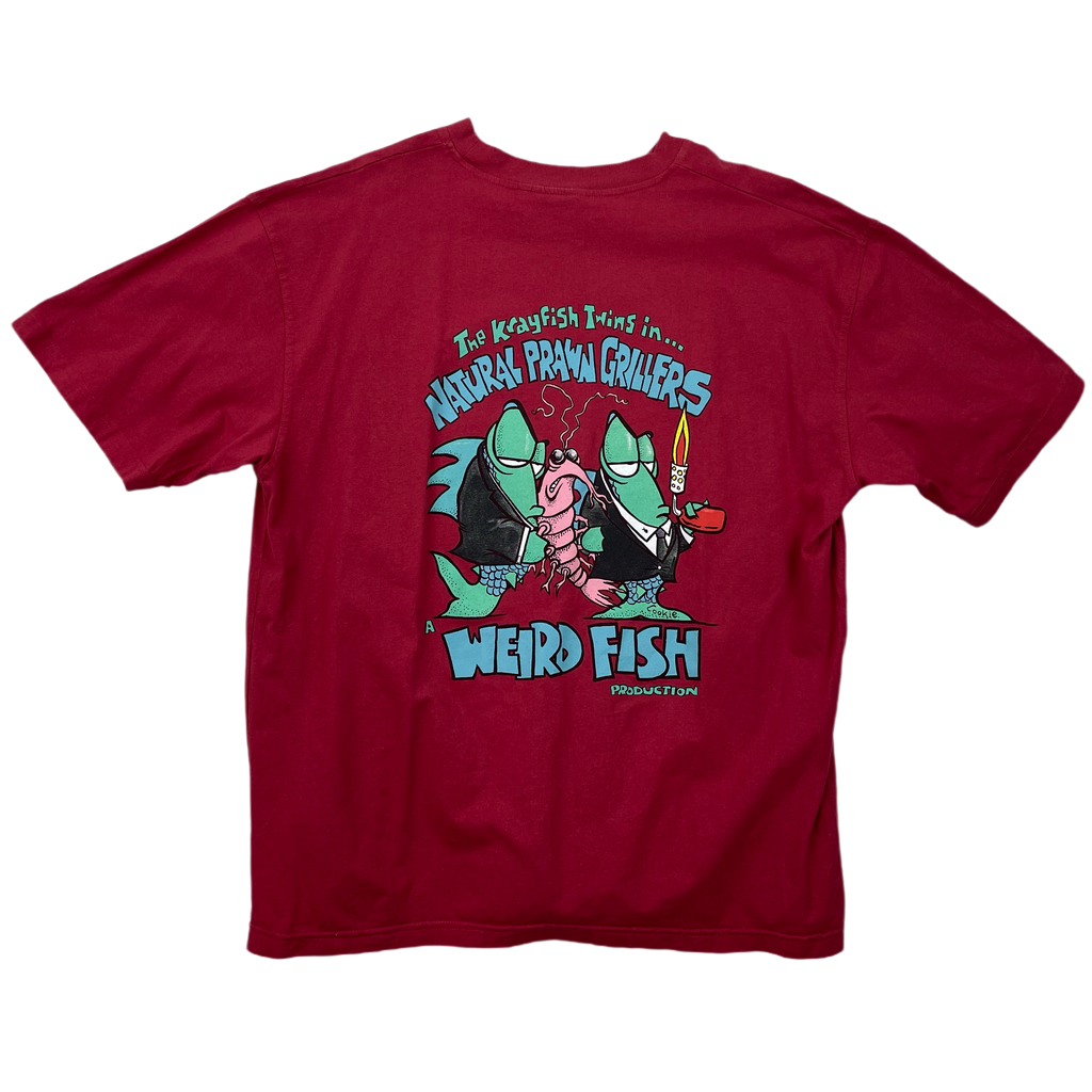 Vintage Red Weird Fish T-Shirt - XL