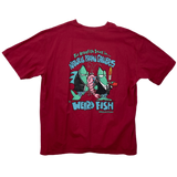 Vintage Red Weird Fish T-Shirt - XL