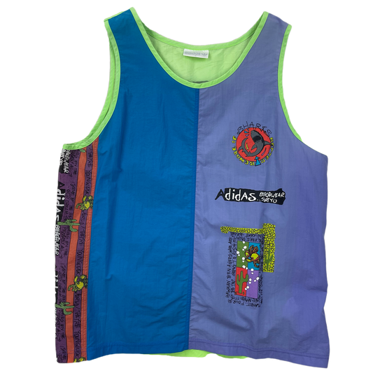 Vintage Blue Green Adidas Beach Wear Tank Top - L