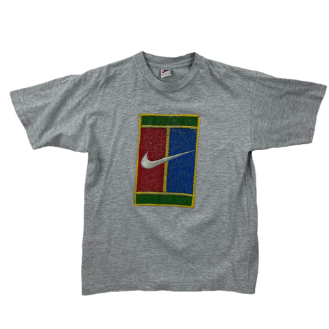 Vintage Grey Nike Challenge Court T-Shirt 90s - M