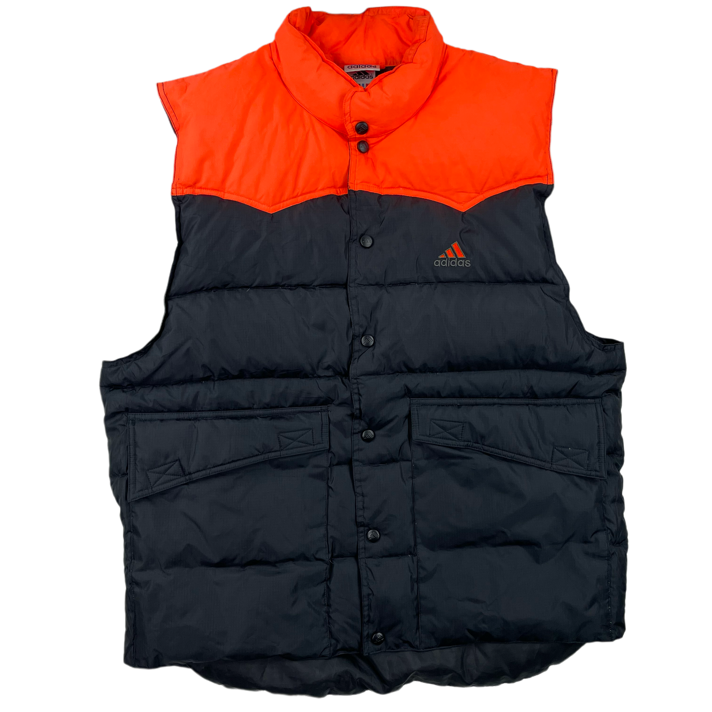 Vintage Black Orange Embroidered Adidas Vest - XL