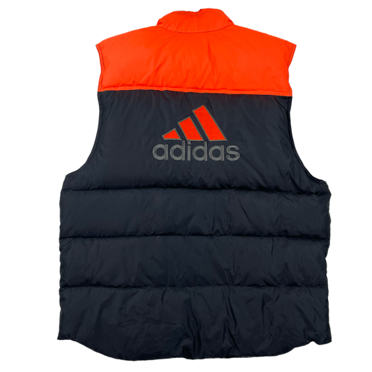 Vintage Black Orange Embroidered Adidas Vest - XL