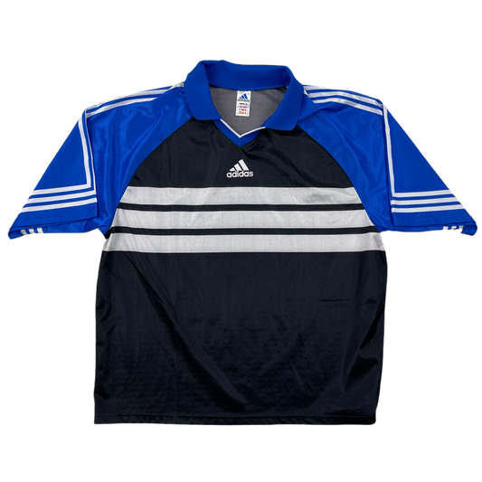 Vintage Blue Black Adidas Sports T-Shirt - XXL