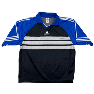 Vintage Blue Black Adidas Sports T-Shirt - XXL