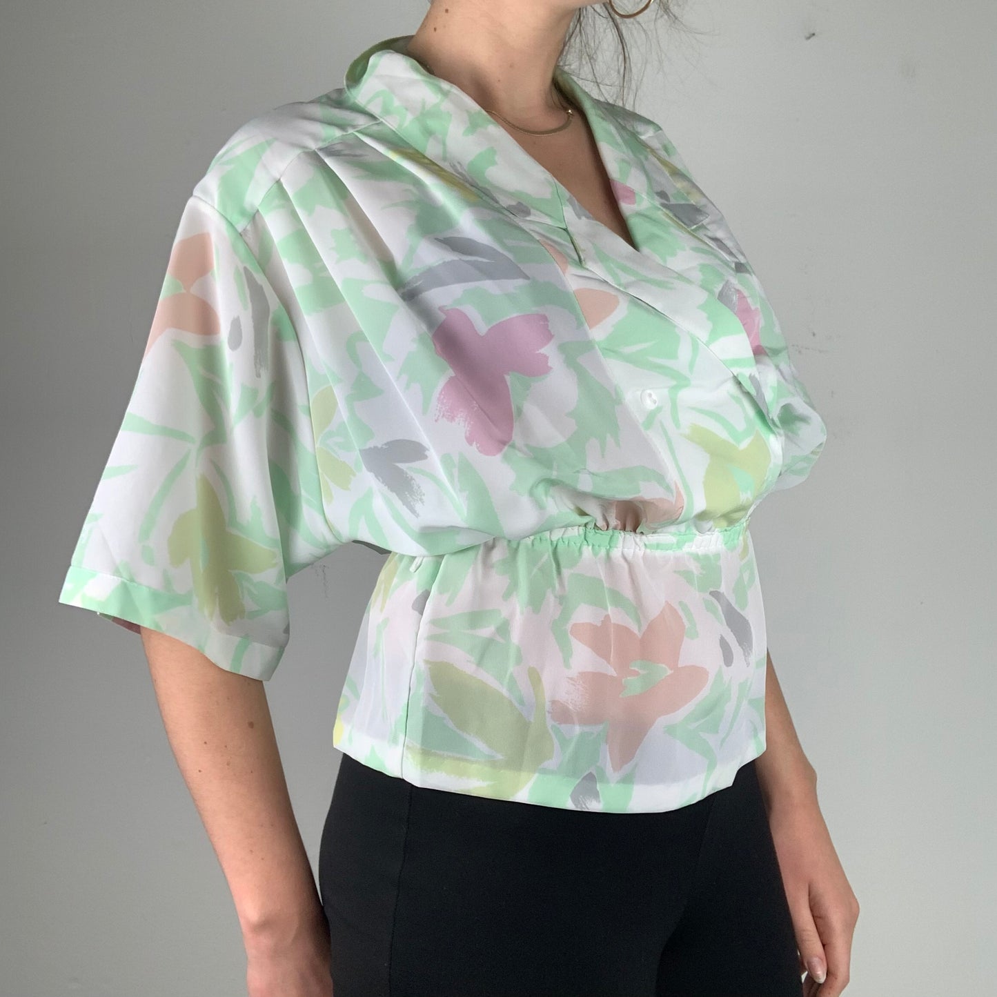 Vintage Green Pastel Blouse - S/M
