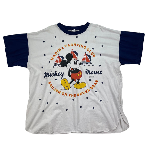 Vintage White Blue Singlestitched Mickey Mouse T-Shirt 80s - XL
