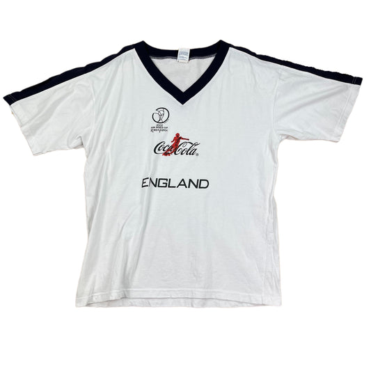 Vintage White Fifa England World Cup Korea Japan T-Shirt 2002 - L/XL